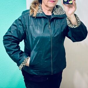 CS Signature water repellent fleece leopard cheetah print lining zip up Jacket